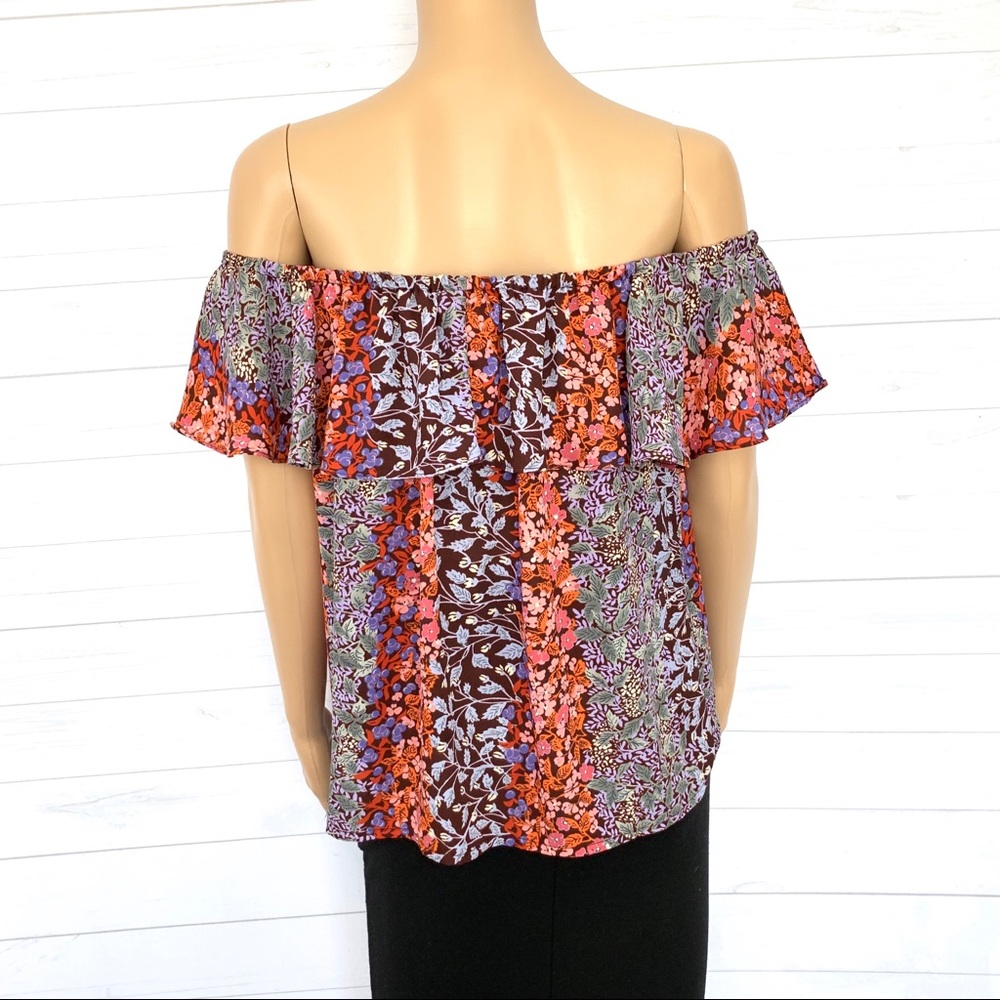 Maeve Floral Print Off The Shoulder Top Size S - Picture 5 of 8